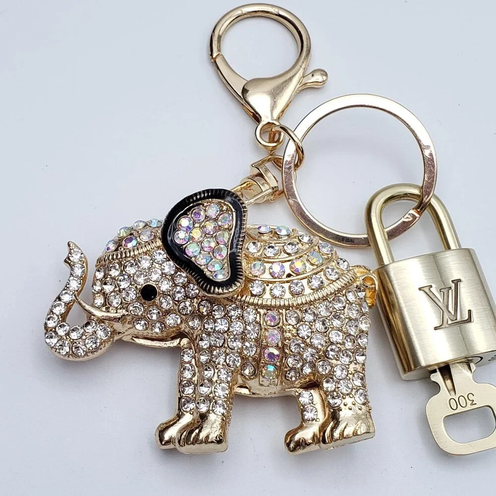 Authentic Louis Vuitton Gold Padlock 🔒 Shiny LV Key + Unbranded Elephant Charm